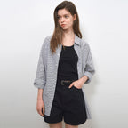 WEDNESDAYOASIS W/Seersucker Stripe Shirts_BLACK(WC25-SH04)