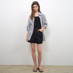 WEDNESDAYOASIS W/Seersucker Stripe Shirts_BLACK(WC25-SH04)