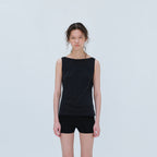 REPOS BACK DRAPE SLEEVELESS BLOUSE (BLACK)