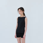 REPOS BACK DRAPE SLEEVELESS BLOUSE (BLACK)