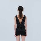 REPOS BACK DRAPE SLEEVELESS BLOUSE (BLACK)