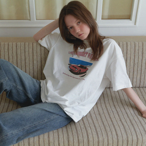 AENTE A cozy summer oversized t-shirt - Ivory