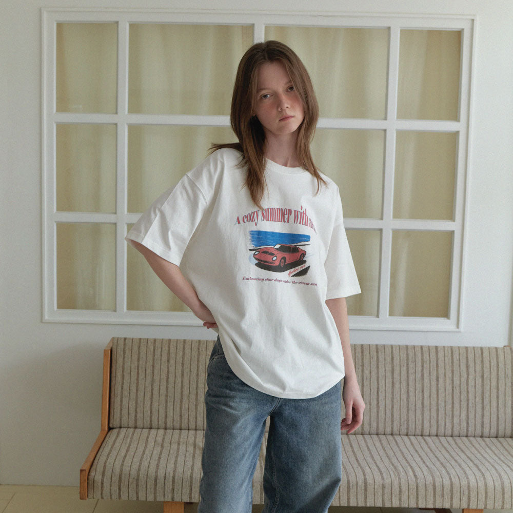 AENTE A cozy summer oversized t-shirt - Ivory