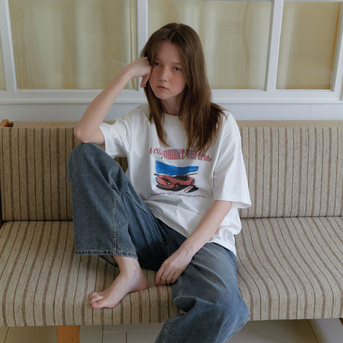 AENTE A cozy summer oversized t-shirt - Ivory
