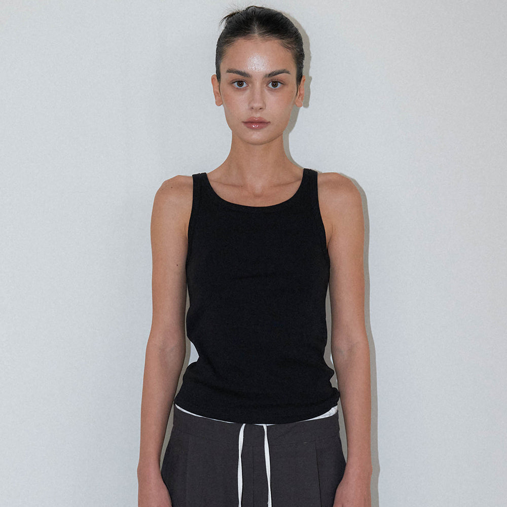 EVESAGE [4th reorder] Basic tank top (Black)