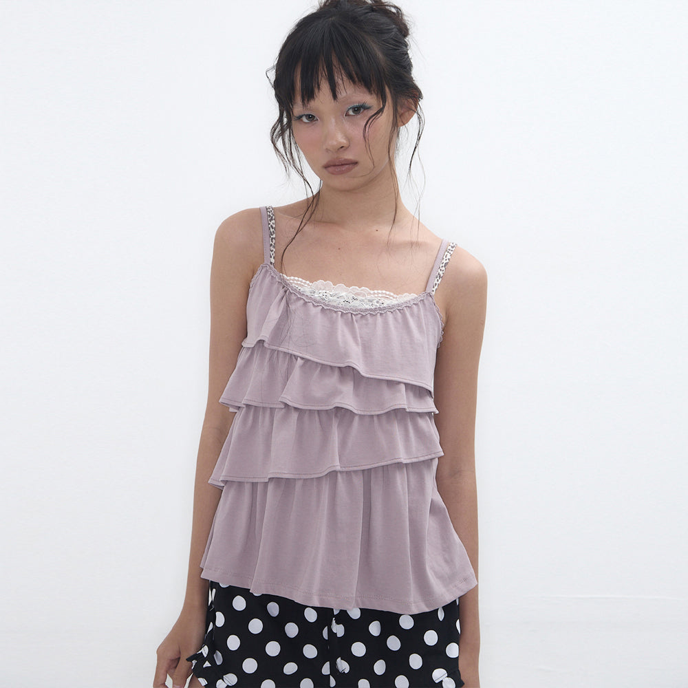 EXPIRED GIRL [10th] Unbalanced Frill Cami Ash Lilac