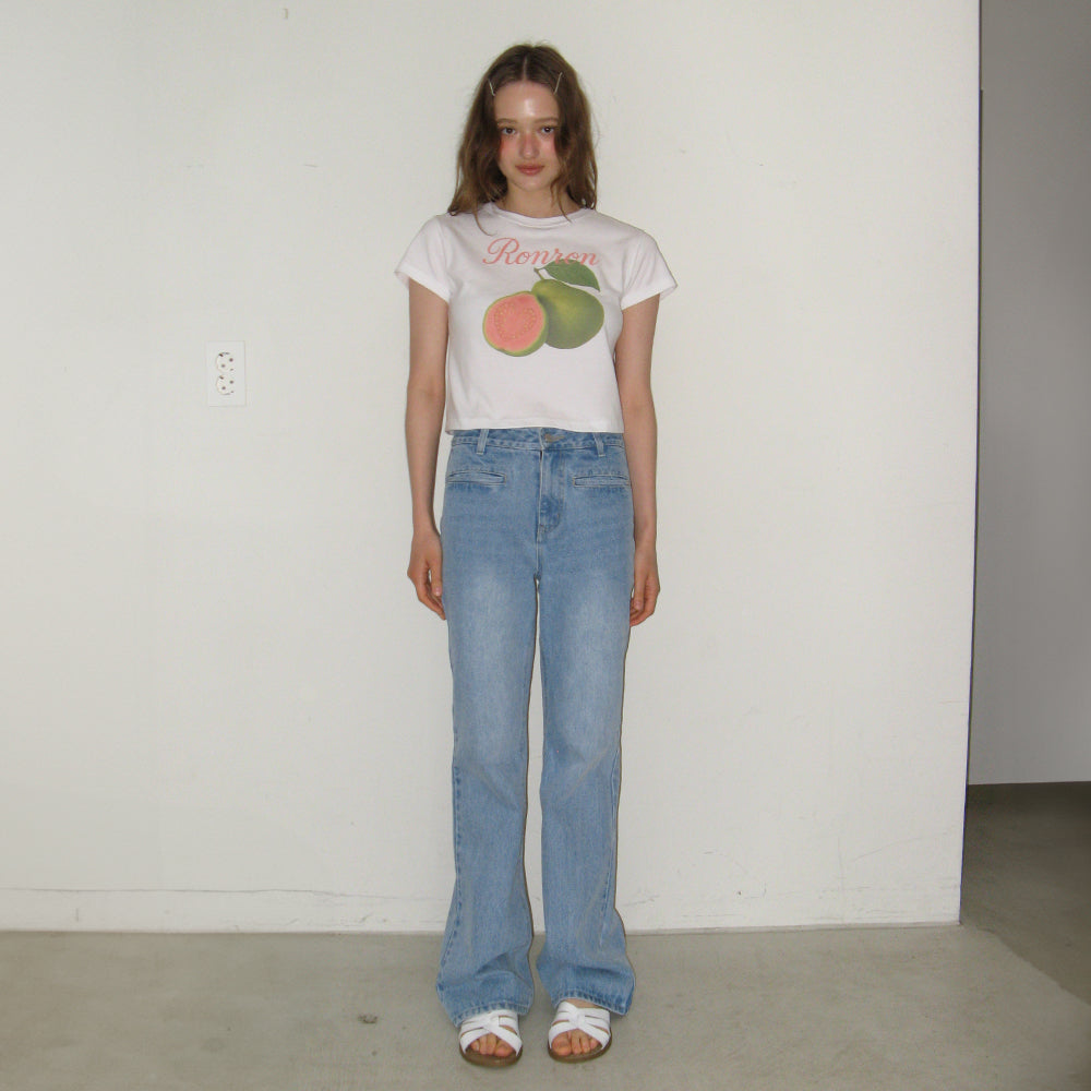 RONRON GUAVA CROP T SHIRTS WHITE
