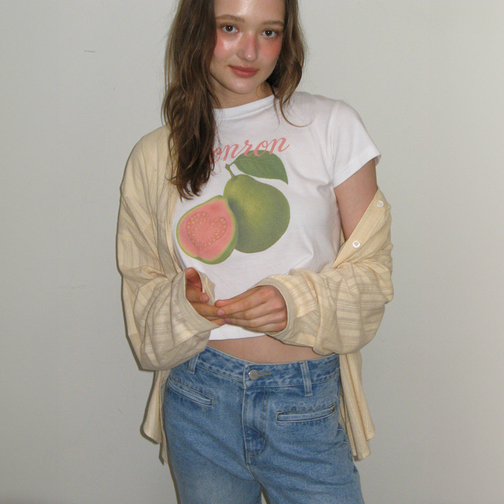 RONRON GUAVA CROP T SHIRTS WHITE