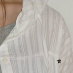 RONRON SOFT EYELET HOODED LOOSE FIT BLOUSE WHITE