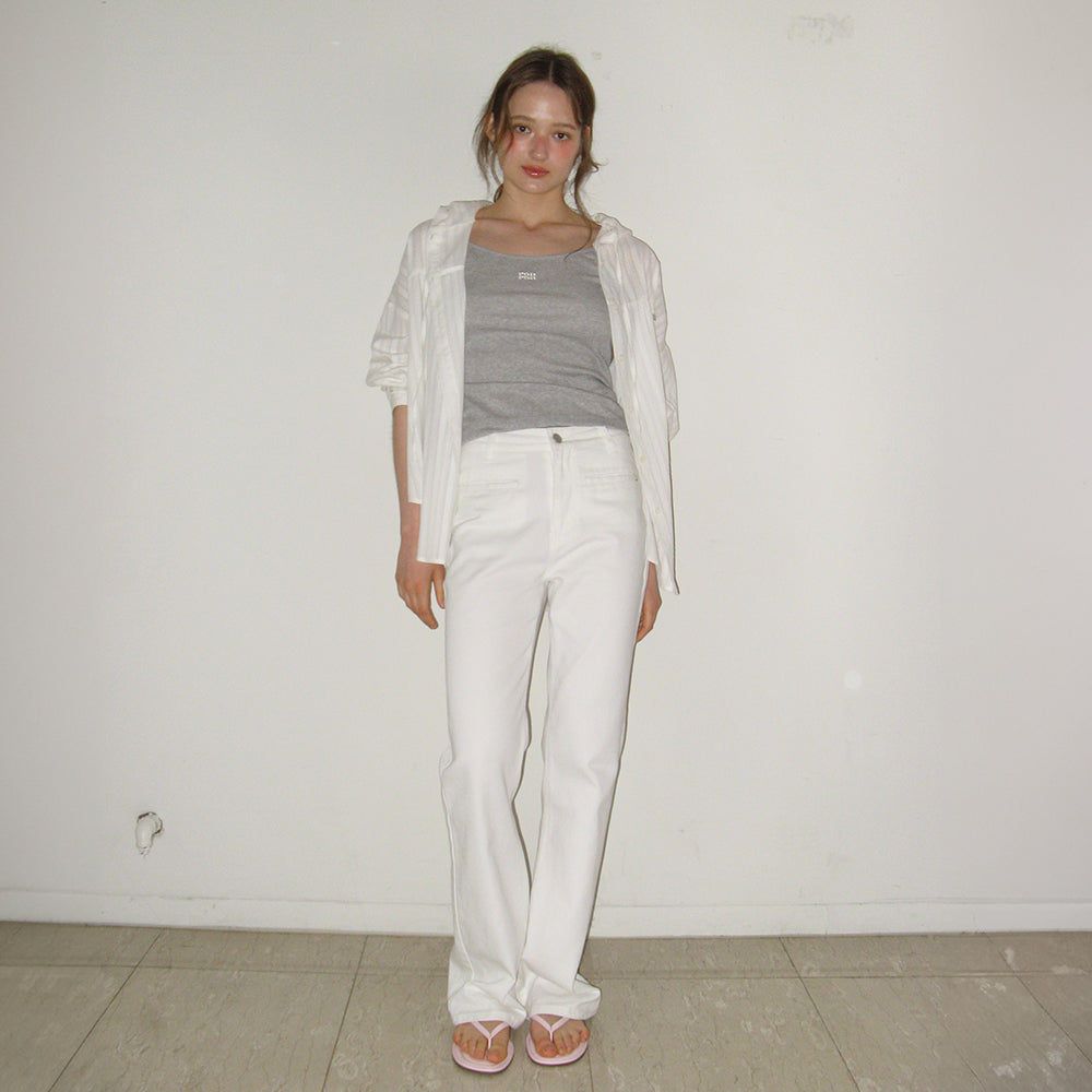 RONRON SOFT EYELET HOODED LOOSE FIT BLOUSE WHITE