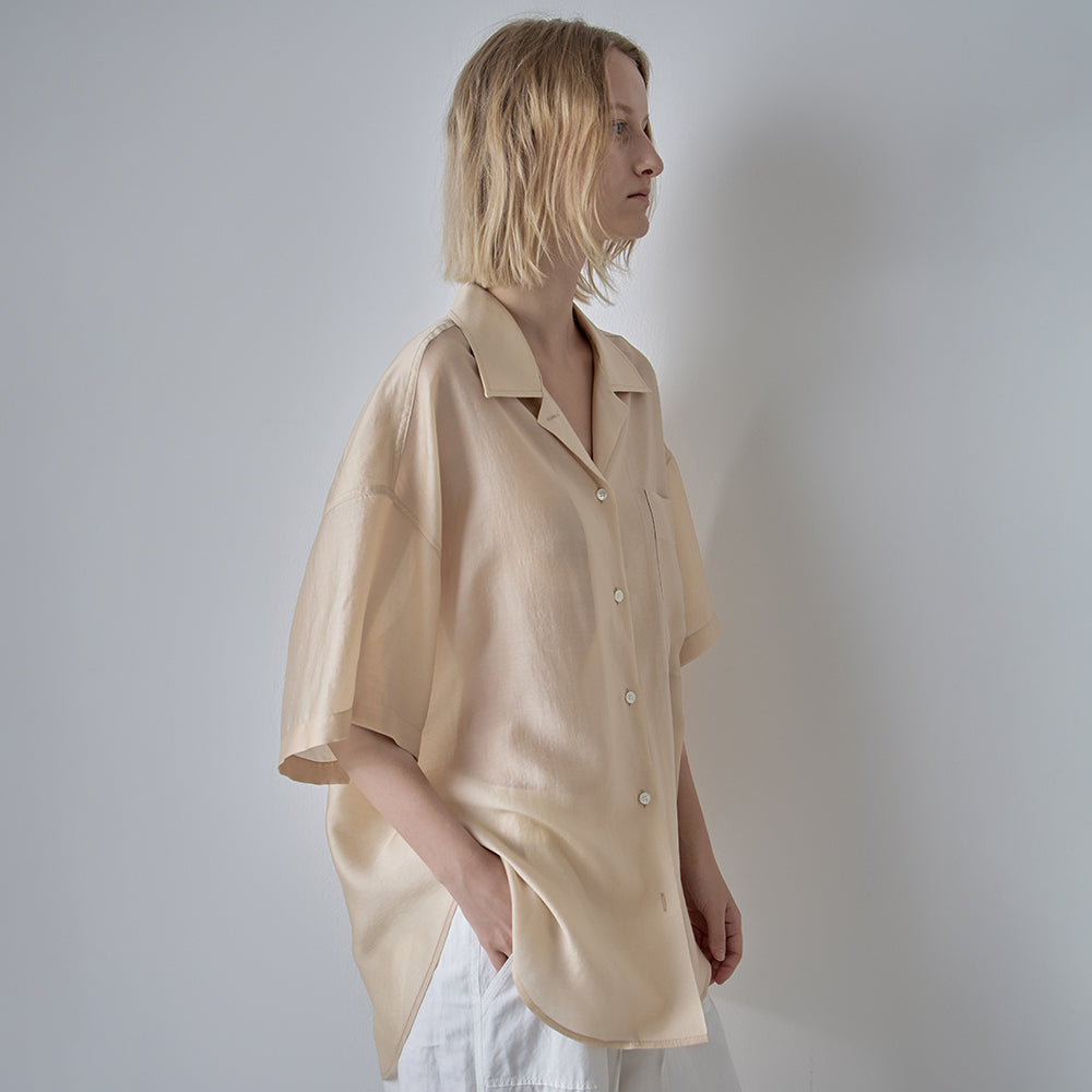 FACADE PATTERN Open collar half shirt_butter