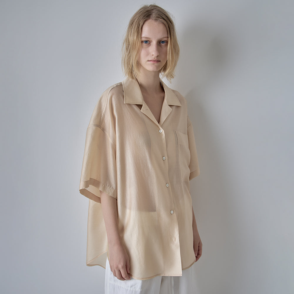FACADE PATTERN Open collar half shirt_butter