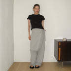 RONRON NECK RUFFLE SHORT SLEEVE T SHIRT BLACK DOT