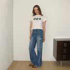 RONRON 3 CLOVER CROP T SHIRT WHITE