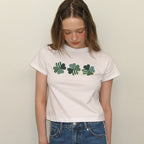 RONRON 3 CLOVER CROP T SHIRT WHITE