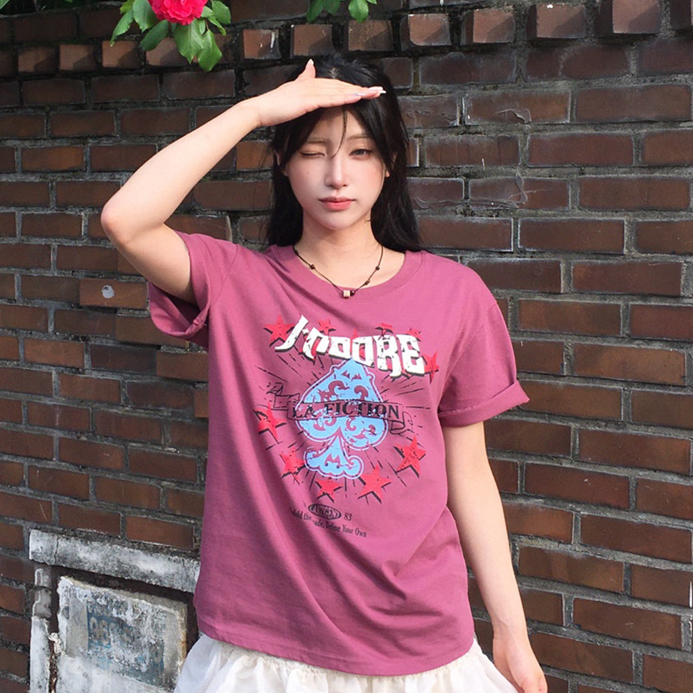 LARTIGENT [29CM Exclusive]L18 VINTAGE SPADE T-SHIRT(PINK)