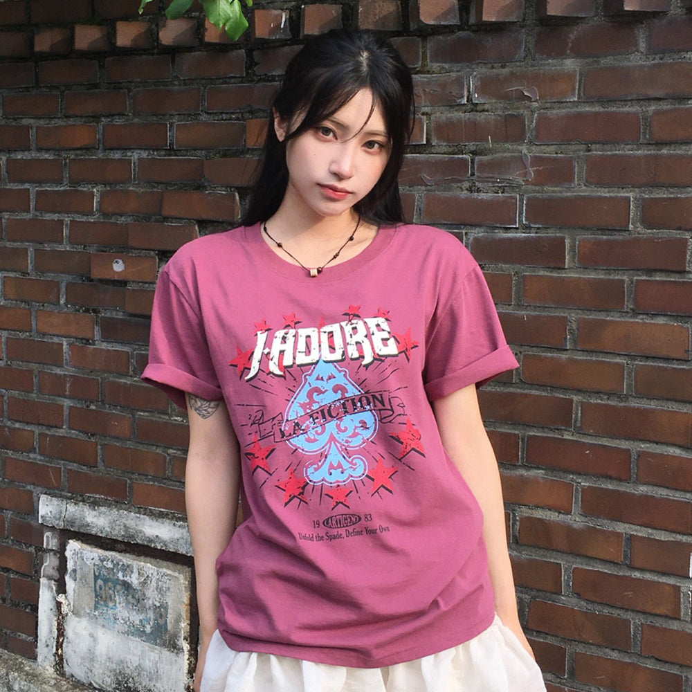LARTIGENT [29CM Exclusive]L18 VINTAGE SPADE T-SHIRT(PINK)