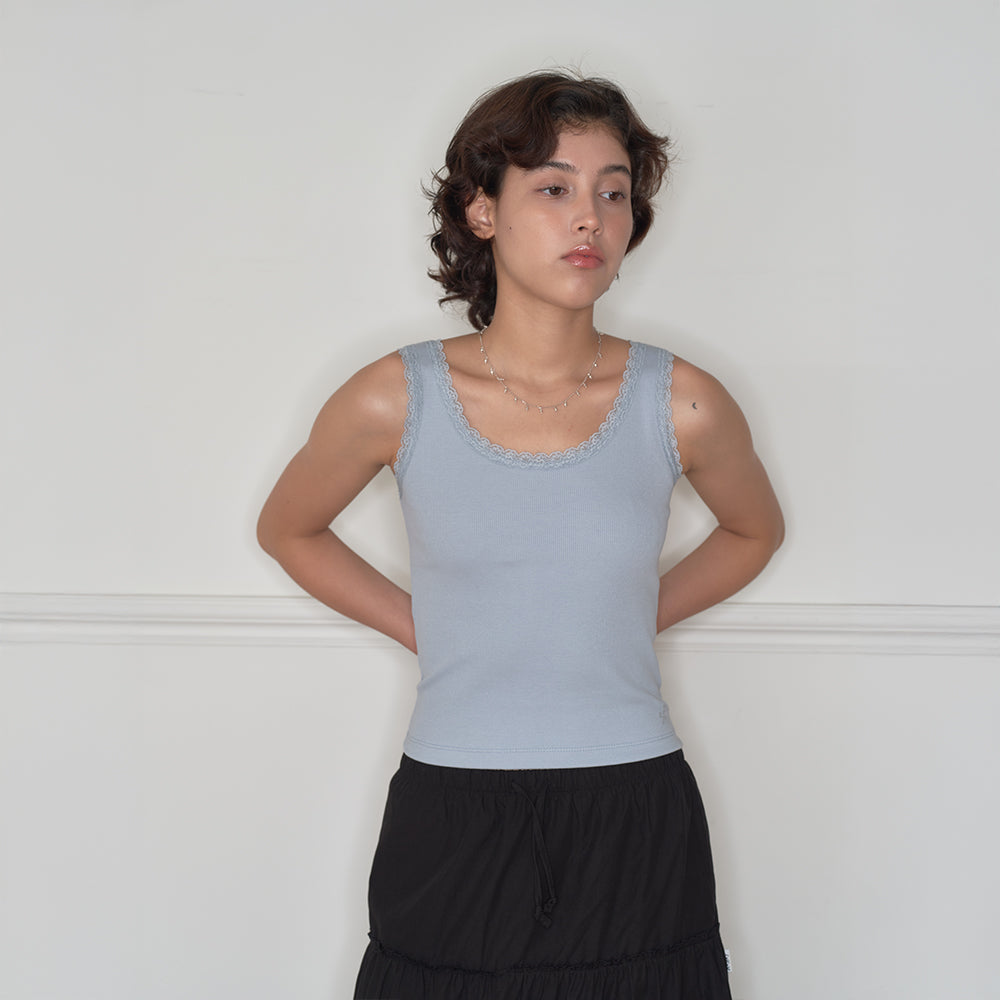 HOMEBODYTHINGS HBT Glow Lace Tank Top (SKY BLUE)