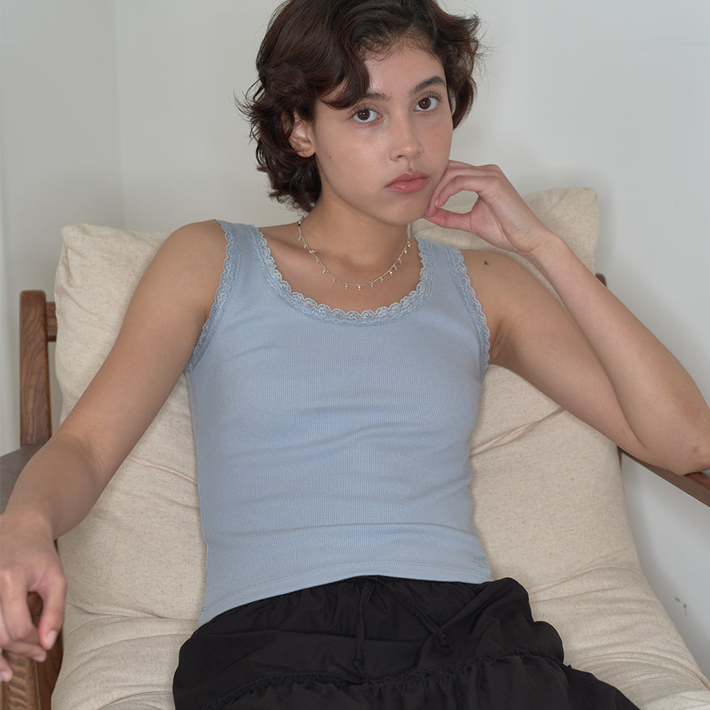 HOMEBODYTHINGS HBT Glow Lace Tank Top (SKY BLUE)
