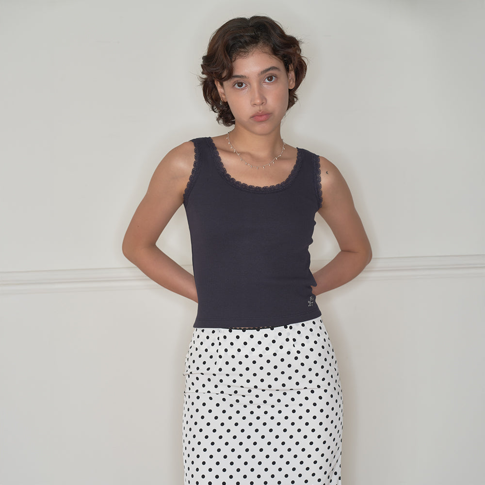 HOMEBODYTHINGS HBT Glow Lace Tank Top (NAVY)