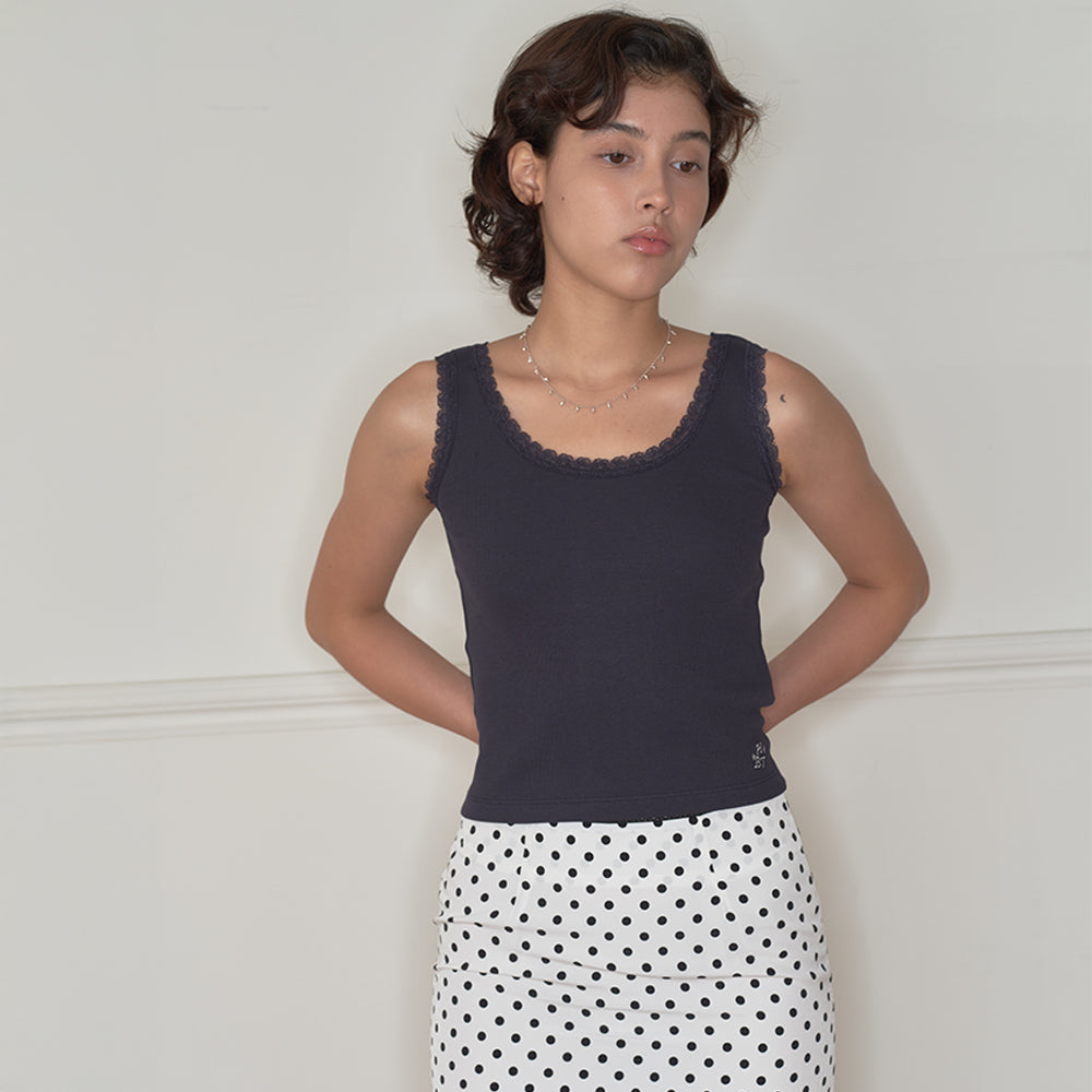 HOMEBODYTHINGS HBT Glow Lace Tank Top (NAVY)