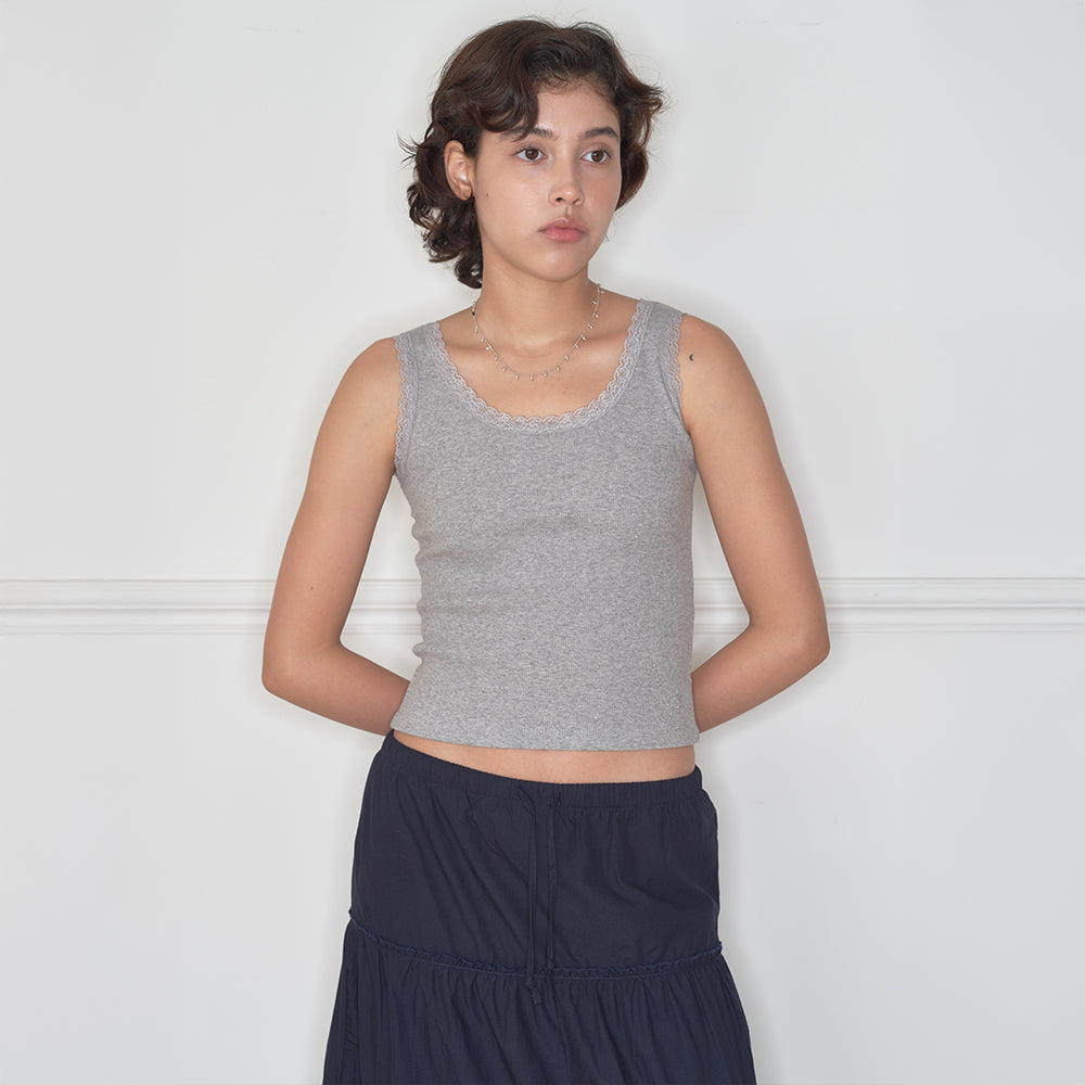 HOMEBODYTHINGS HBT Glow Lace Tank Top (GREY)