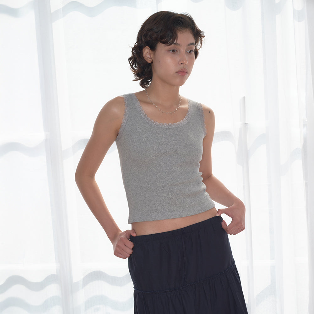 HOMEBODYTHINGS HBT Glow Lace Tank Top (GREY)