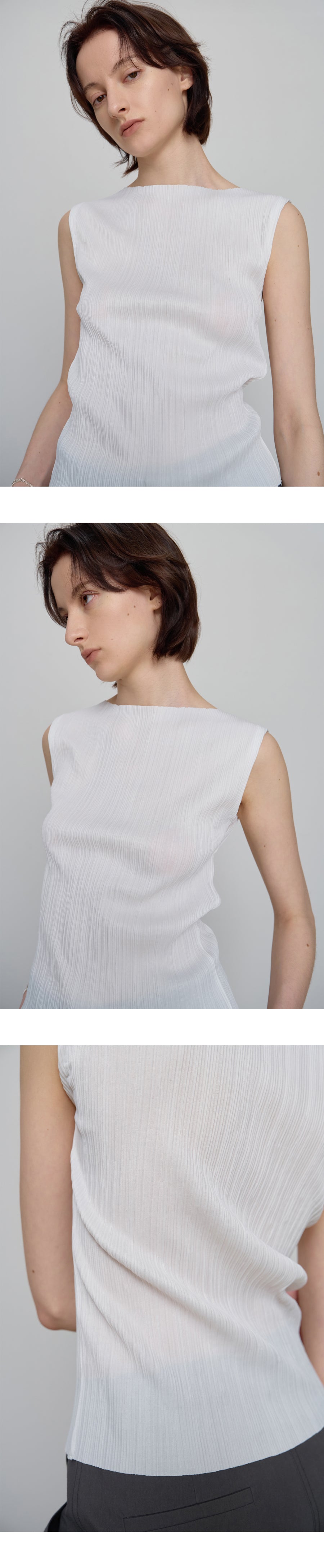 CHE [2nd] Pleats Sleeveless Top - Ivory