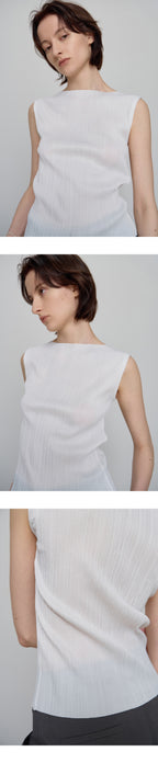 CHE [2nd] Pleats Sleeveless Top - Ivory