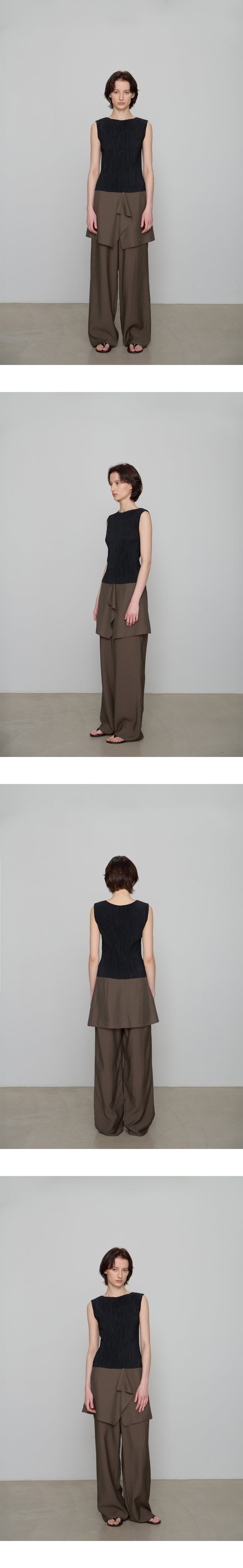 CHE [2nd] Pleats Sleeveless Top - Black