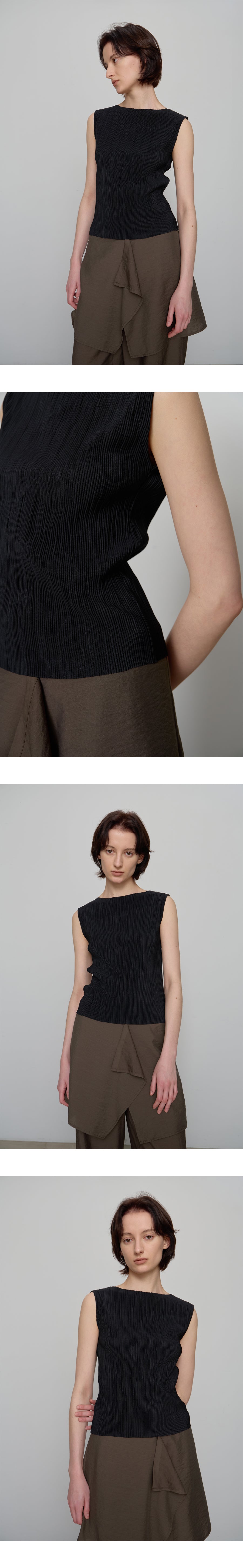 CHE [2nd] Pleats Sleeveless Top - Black