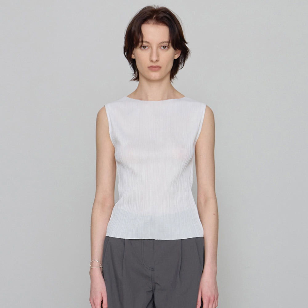 CHE [2nd] Pleats Sleeveless Top - Ivory