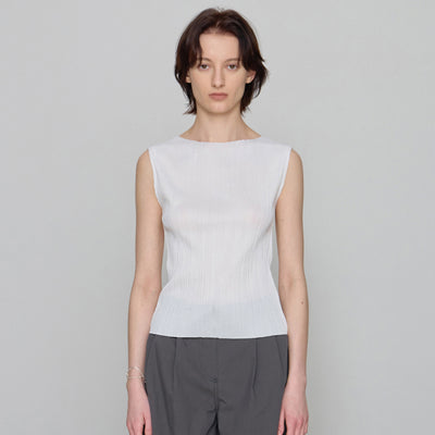 [2nd] Pleats Sleeveless Top - Ivory