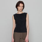 CHE [2nd] Pleats Sleeveless Top - Black