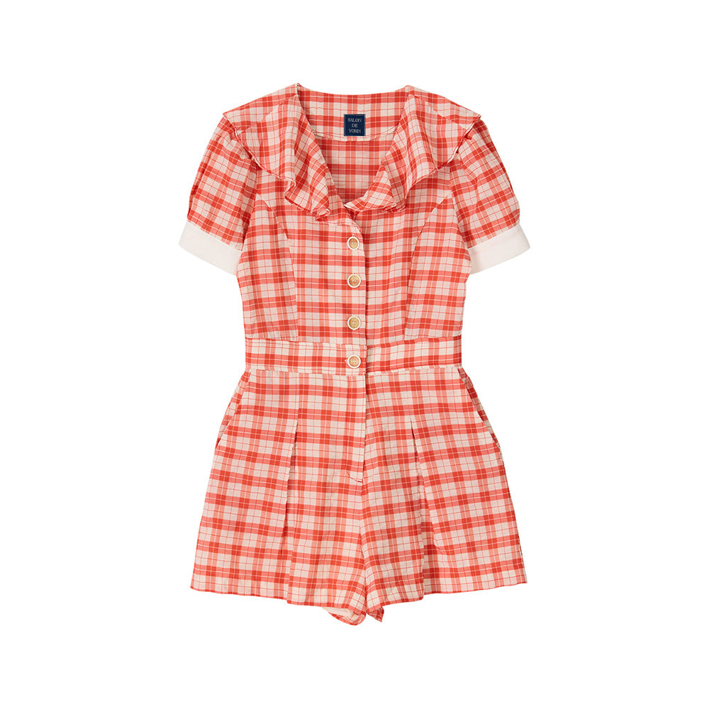 SALON DE YOHN SALON DE YOHN Jumpsuit Vintage Collar Red