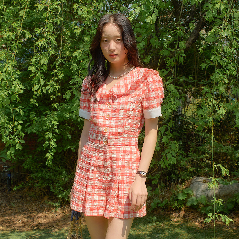 SALON DE YOHN SALON DE YOHN Jumpsuit Vintage Collar Red