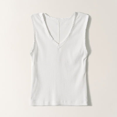 Nothing written Easy v-neck sleeveless top (White)