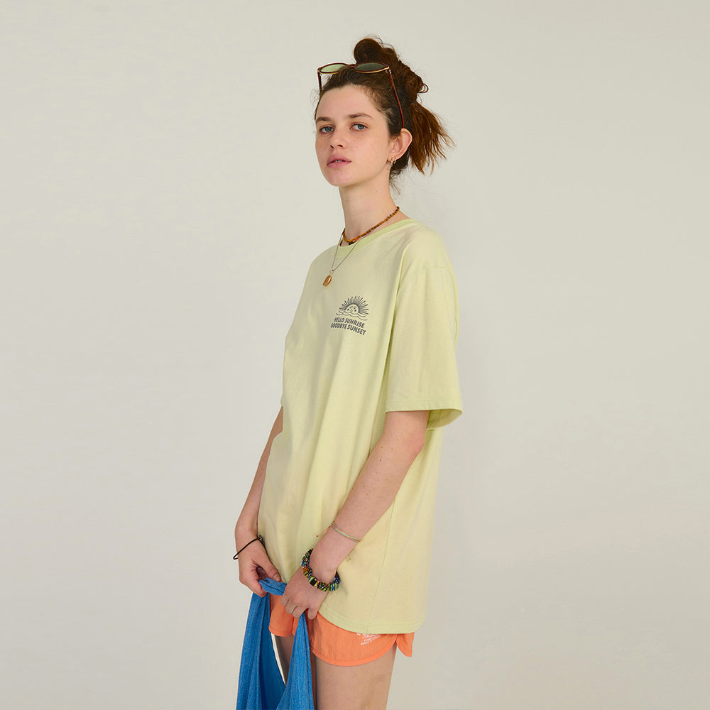 HELLO SUNRISE 90s Logo Tee_Pale Green