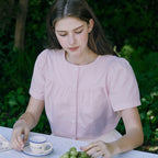 NONLOCAL Julia Shirring Blouse - Light Pink