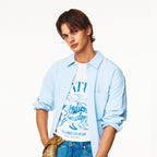 SATUR Sun Retro Graphic Short Sleeve T-Shirt Art Blue