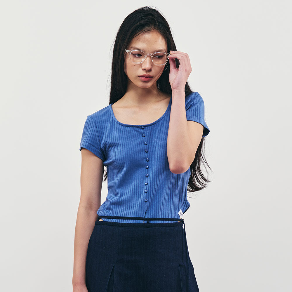 CITYBREEZE Ribbed square neck short sleeve t-shirt_3COLORS