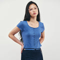 CITYBREEZE Ribbed square neck short sleeve t-shirt_3COLORS