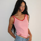 RONRON GOLGI BLOCKING CHARM SLEEVELESS KNIT PINK