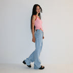 RONRON GOLGI BLOCKING CHARM SLEEVELESS KNIT PINK