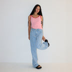 RONRON GOLGI BLOCKING CHARM SLEEVELESS KNIT PINK
