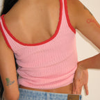 RONRON GOLGI BLOCKING CHARM SLEEVELESS KNIT PINK