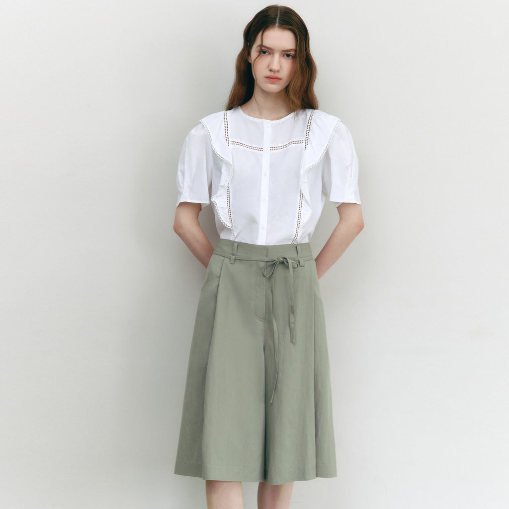 GRAYDATION [Hearts to Hearts Yeon pick] Ruffle Lace Blouse OFF WHITE