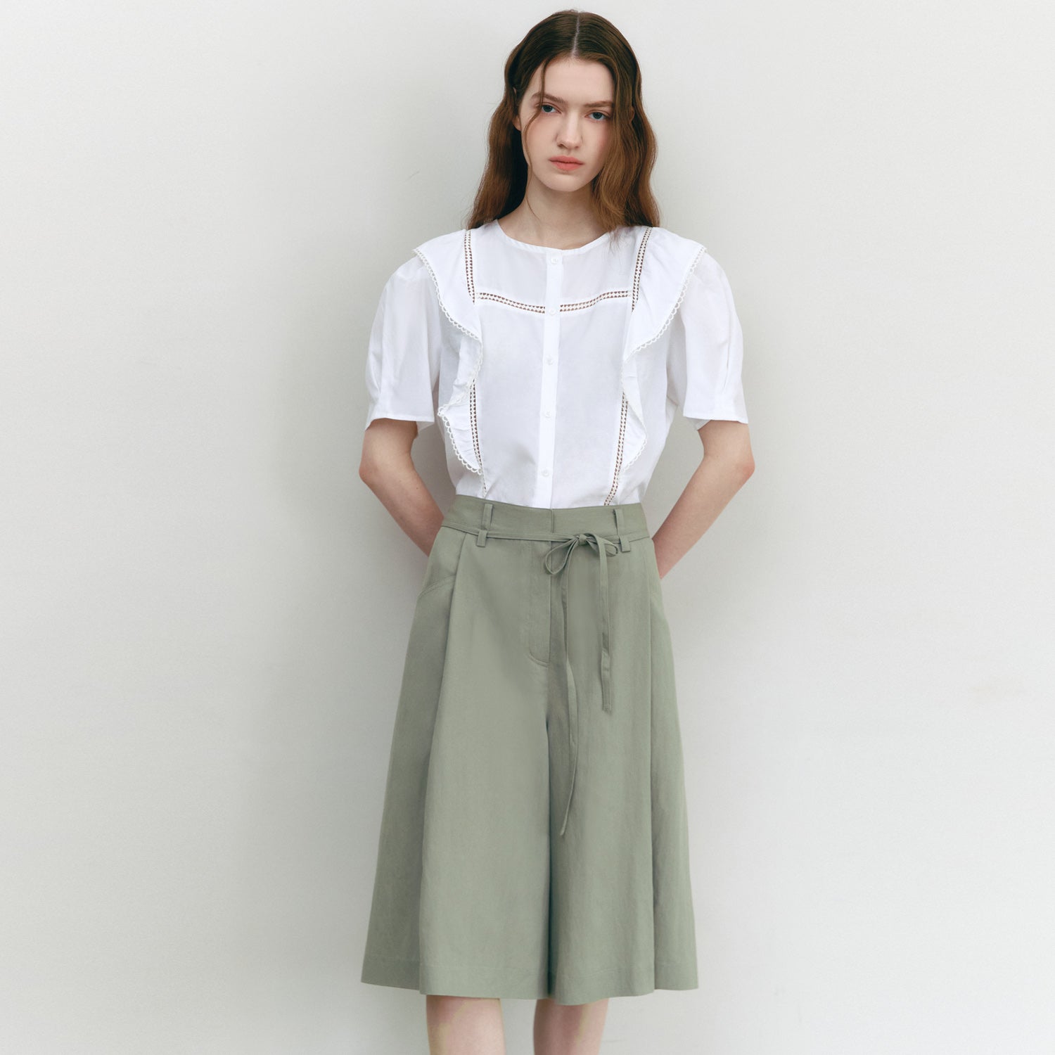 GRAYDATION [Hearts to Hearts Yeon pick] Ruffle Lace Blouse OFF WHITE