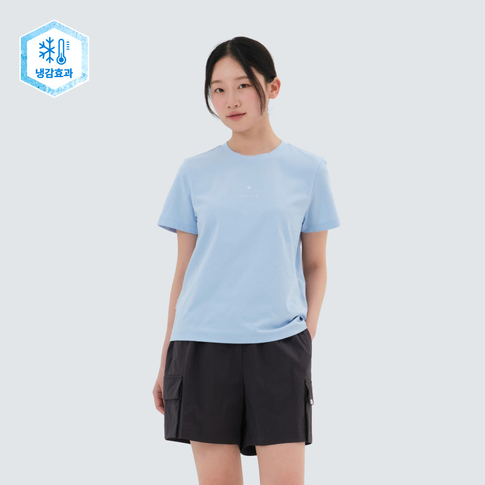 SNOWPEAK APPAREL Quick Dry Women's Astarisk Short Sleeve T-Shirt Pastel Blue (S25MWTTS11)