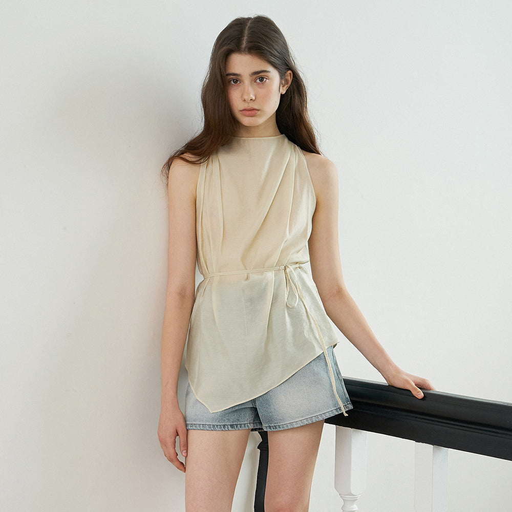THE ANY [21st Order] Drape See-Through Blouse